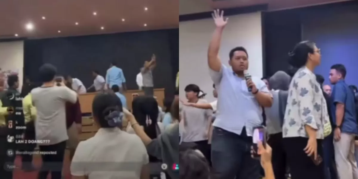 Menyoroti persidangan kasus dugaan pelecehan oleh 16 mahasiswa di Fakultas Hukum Universitas Indonesia (FH UI) yang berujung ricuh.  (Instagram.com/@depok24jam)