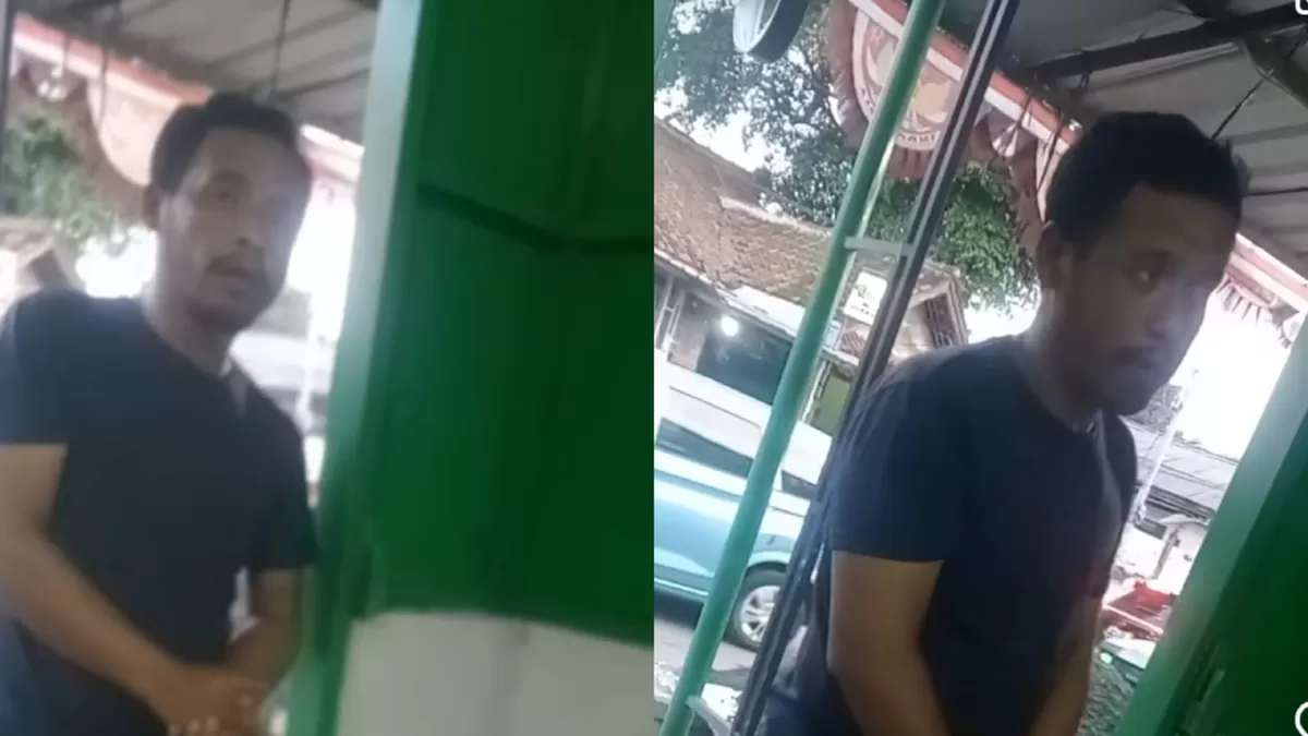 Seorang pria diduga melakukan pemalakan di sebuah warung makan di Bekasi.  (Instagram/moviestory_raisan)