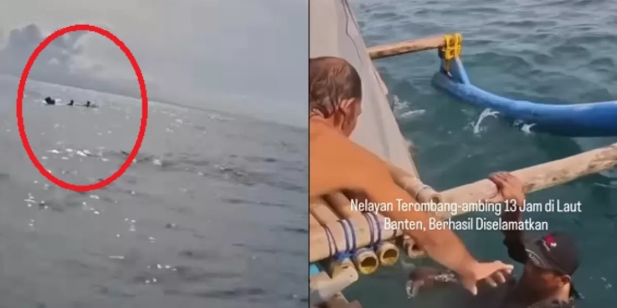 Menyoroti aksi dramatis dalam penyelamatan 3 orang nelayan yang diduga alami kecelakaan di perairan Tanjung Lesung, Banten. (Instagram.com/@warungjurnalis)