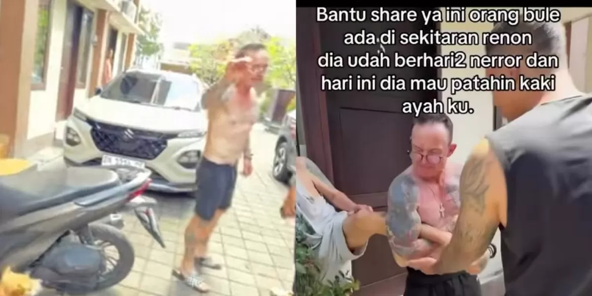 Viral pria WNA di Bali disebut telah melakukan pengancaman kepada warga di Renon, Denpasar Selatan. (Instagram/shanoncsntikaa)