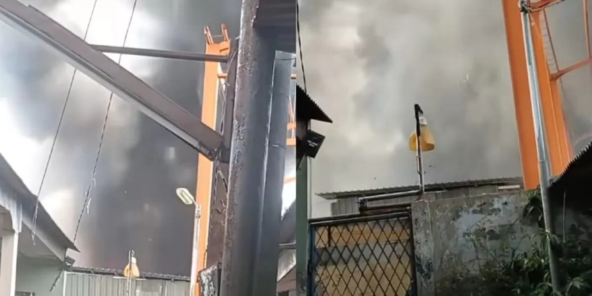 Kepanikan saat lapak barang bekas dan gudang ban terbakar di Cibodas. (Instagram/erviayuniati)