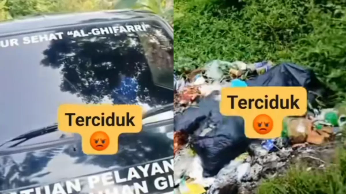 Mobil SPPG Sepatnunggal ditegur usai membuang sampah sembarangan di pinggir jalan. (Facebook.com/Deden Hasanudin)