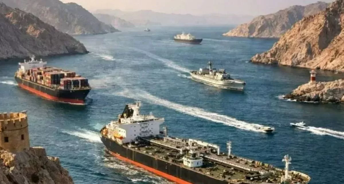 Kapal tanker dan peti kemas lalu lalang di Selat Hormuz sebelum perang AS-Israel keroyok Iran. (Foto: Saudi Gazette)