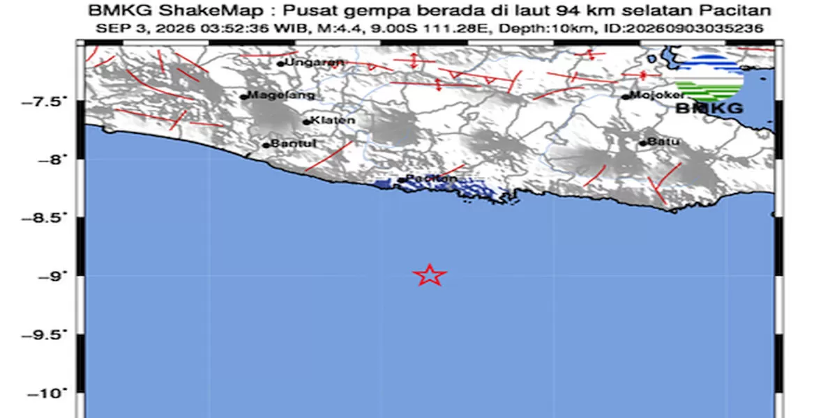 Gempa Dangkal Goyang Pacitan Kamis Dini Hari, Getaran Terasa hingga Blitar dan Malang