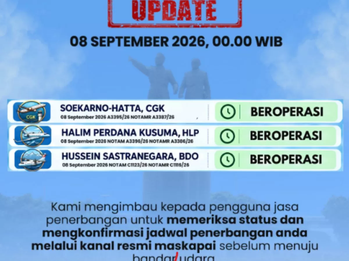 Bandara Soekarno-Hatta, Halim Perdanakusuma, dan Bandara Husein Sastranegara, Hari Ini Mulai Beroperasi Lagi