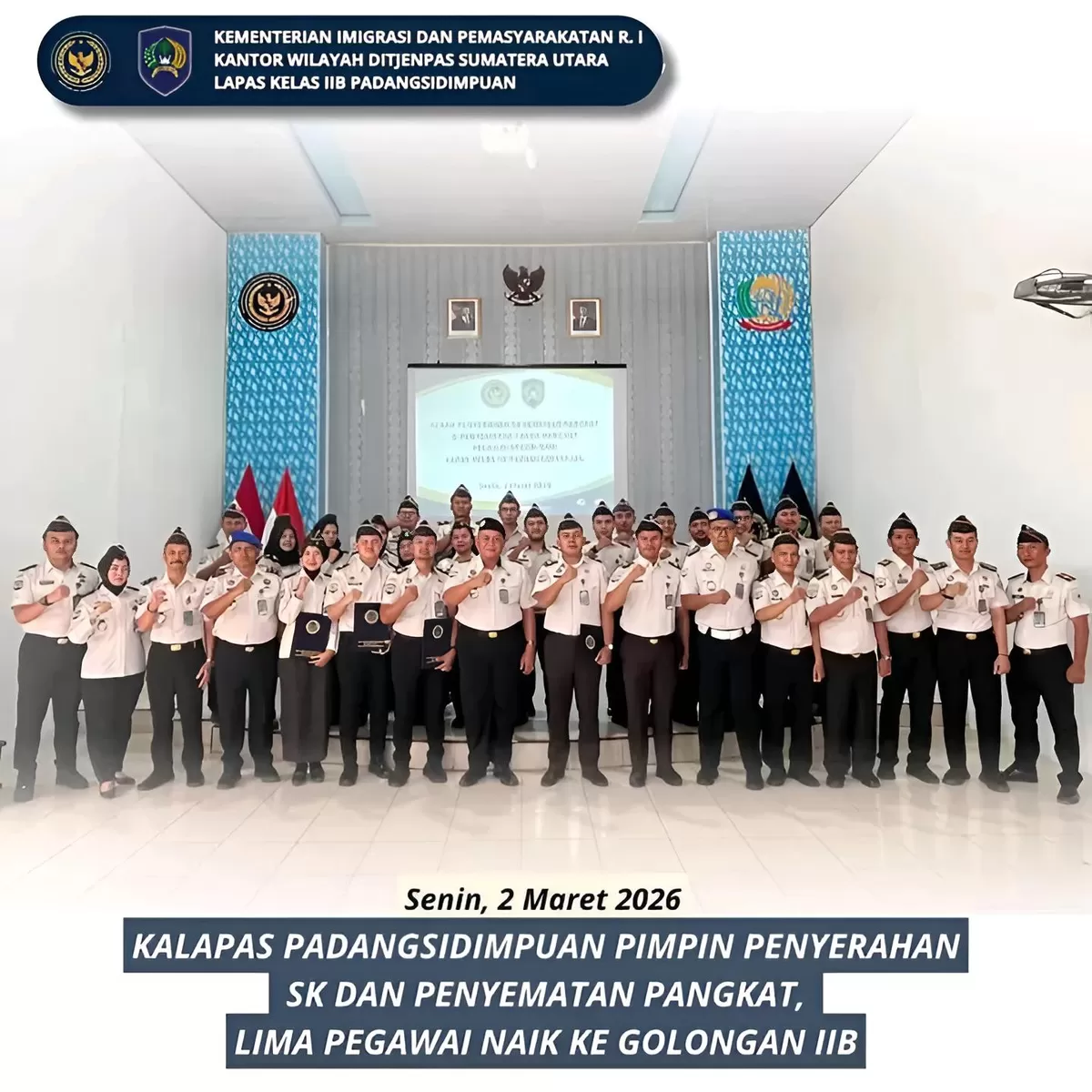 Kalapas Padangsidimpuan dan Jajaran Bersama Pegawai Naik Pangkat