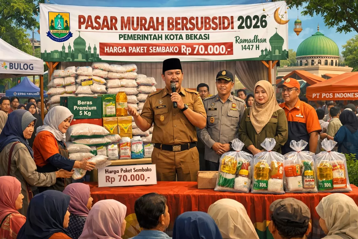 Ilustrasi Wali Kota Bekasi Resmikan Pasar Murah Bersubsidi 2026 (Ai)