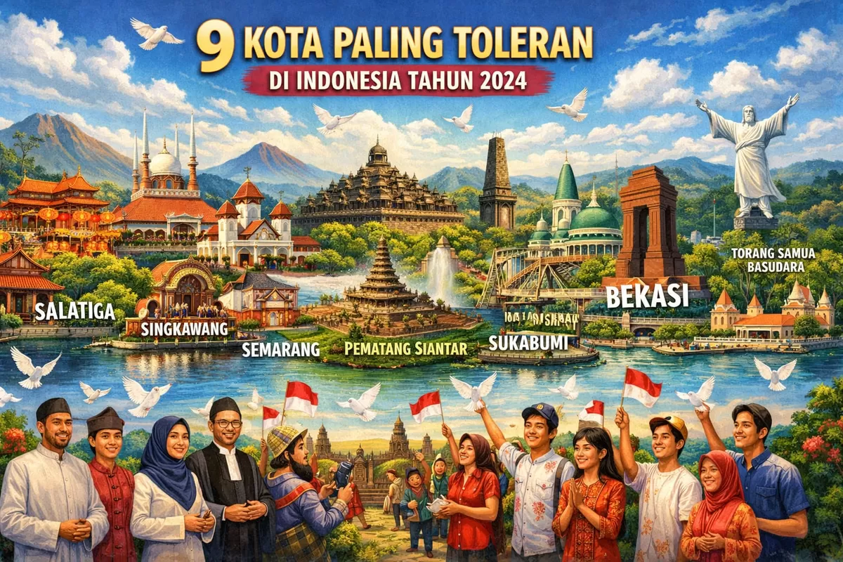 Ilustrasi  9 Kota Paling Toleran di Indonesia Tahun 2024 (Ai)