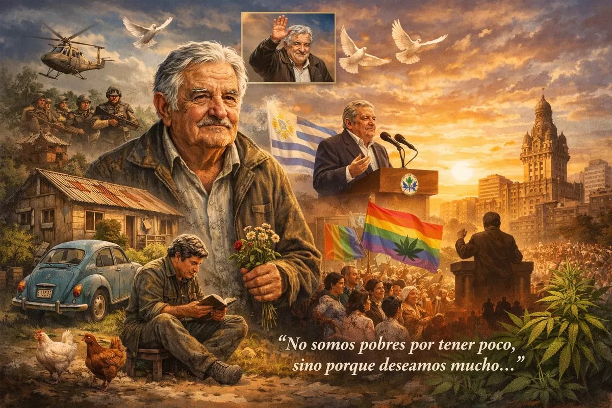 Ilustrasi kehidupan Jose Pepe Mujica mantan Presiden Uruguay yang dikenal luas dengan julukan Presiden Termiskin di Dunia (Ai)