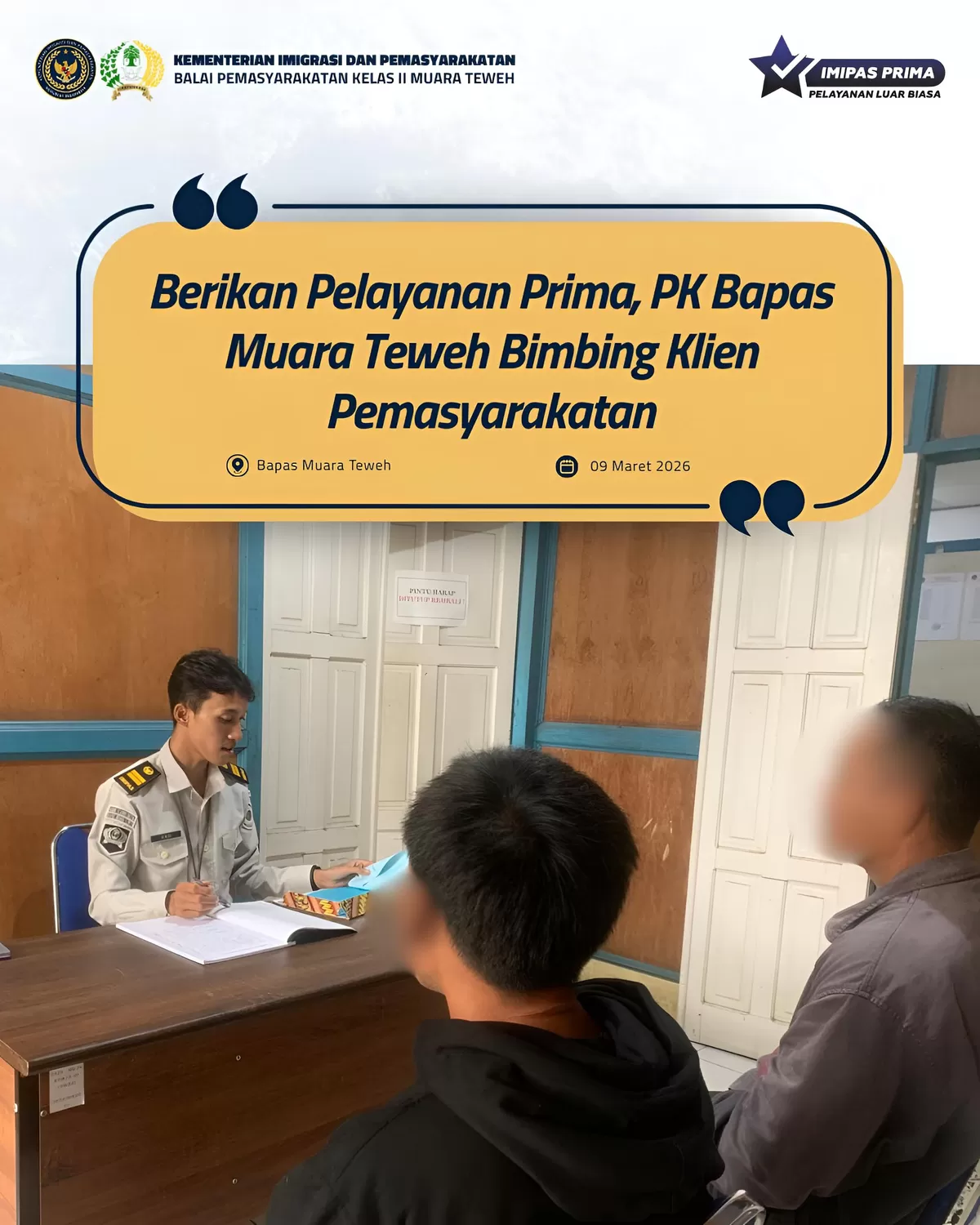 PK Bapas Muara Teweh Saat Menerima Klien Wajib Lapor
