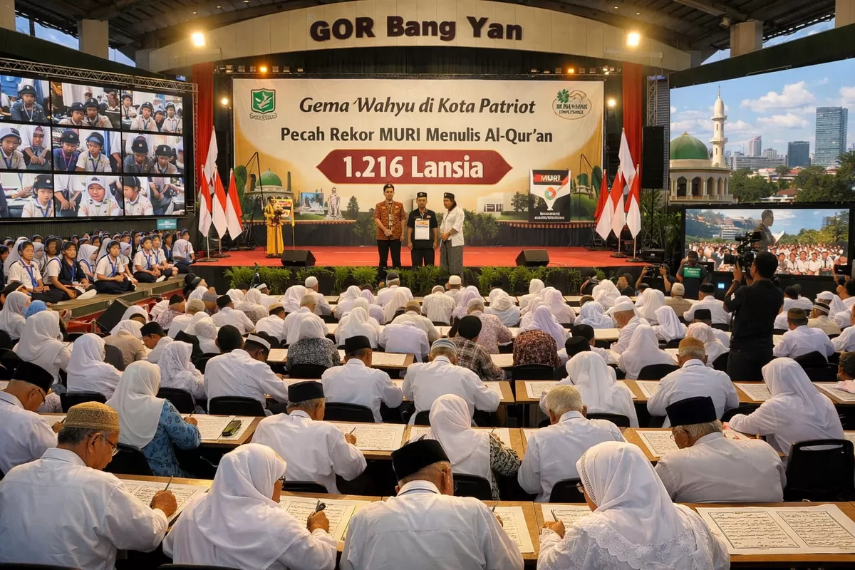 Ilustrasi 1.216 Lansia Siap Pecahkan Rekor MURI Menulis Al Qur&rsquo;an (Ai)