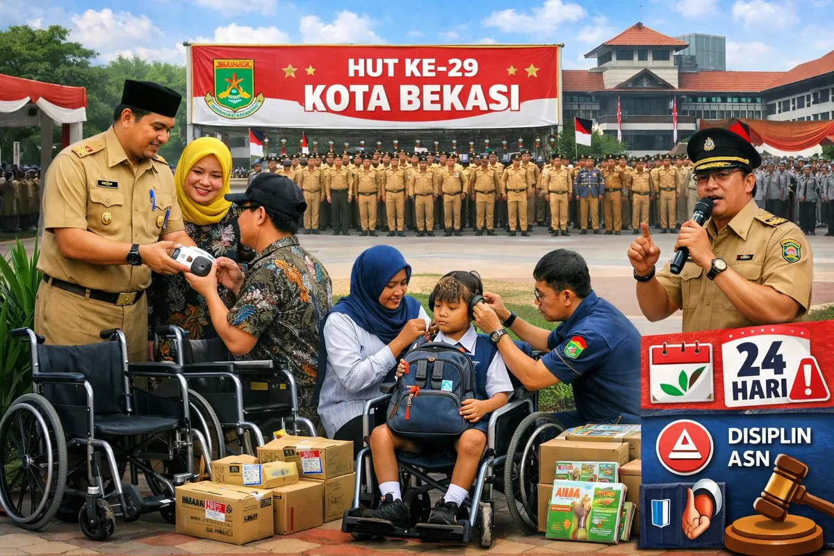 Ilustrasi HUT ke-29 Kota Bekasi, Wali Kota Salurkan Bantuan Disabilitas dan Beri Peringatan Keras Terkait Disiplin ASN saat apel  (Ai)