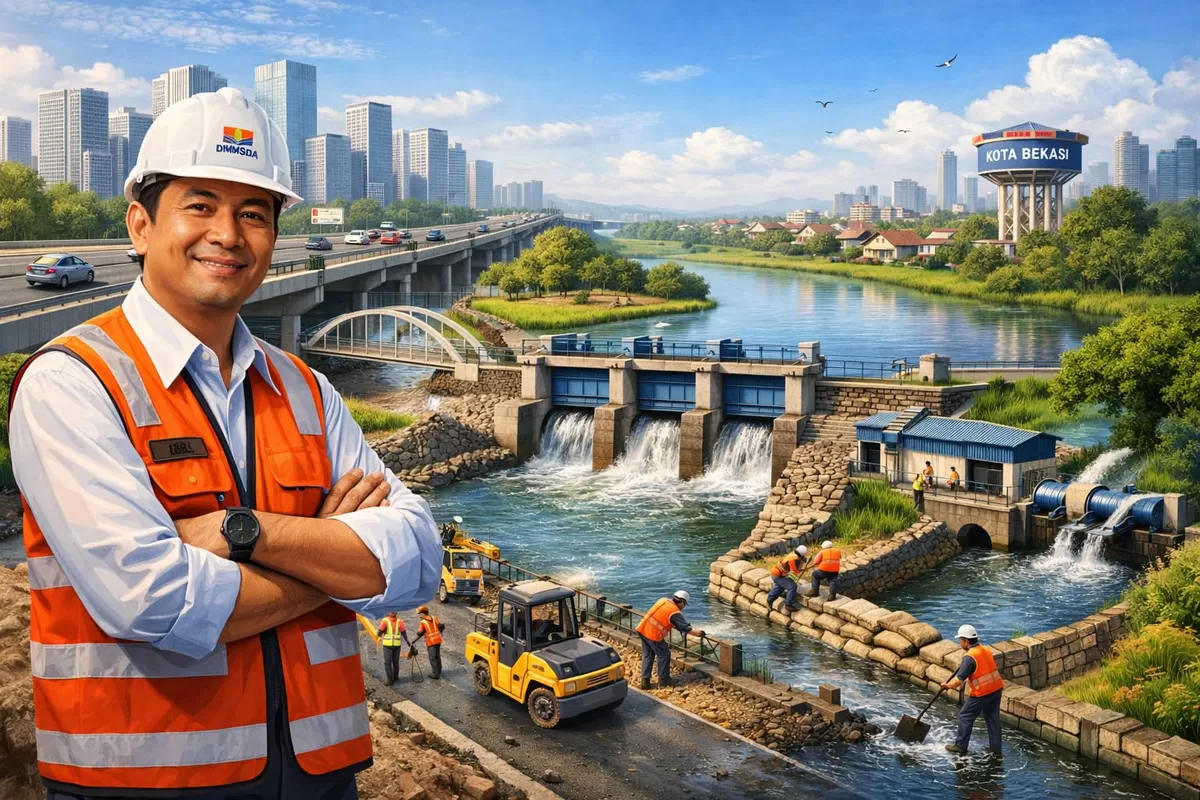 Ilustrasi Sosok Idi Susanto, Arsitek di Balik Transformasi Infrastruktur dan Kendali Banjir Kota Bekasi (Ai)