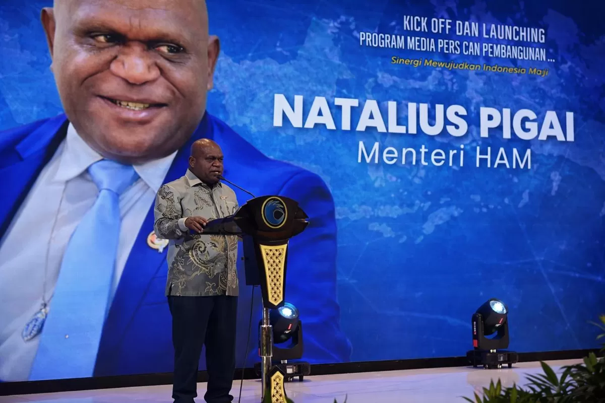 Menteri HAM Natalius Pigai Dalam Acara Kick Off dan Peluncuran Program Media Pers dan Pembangunan Hak Asasi Manusia di Indonesia