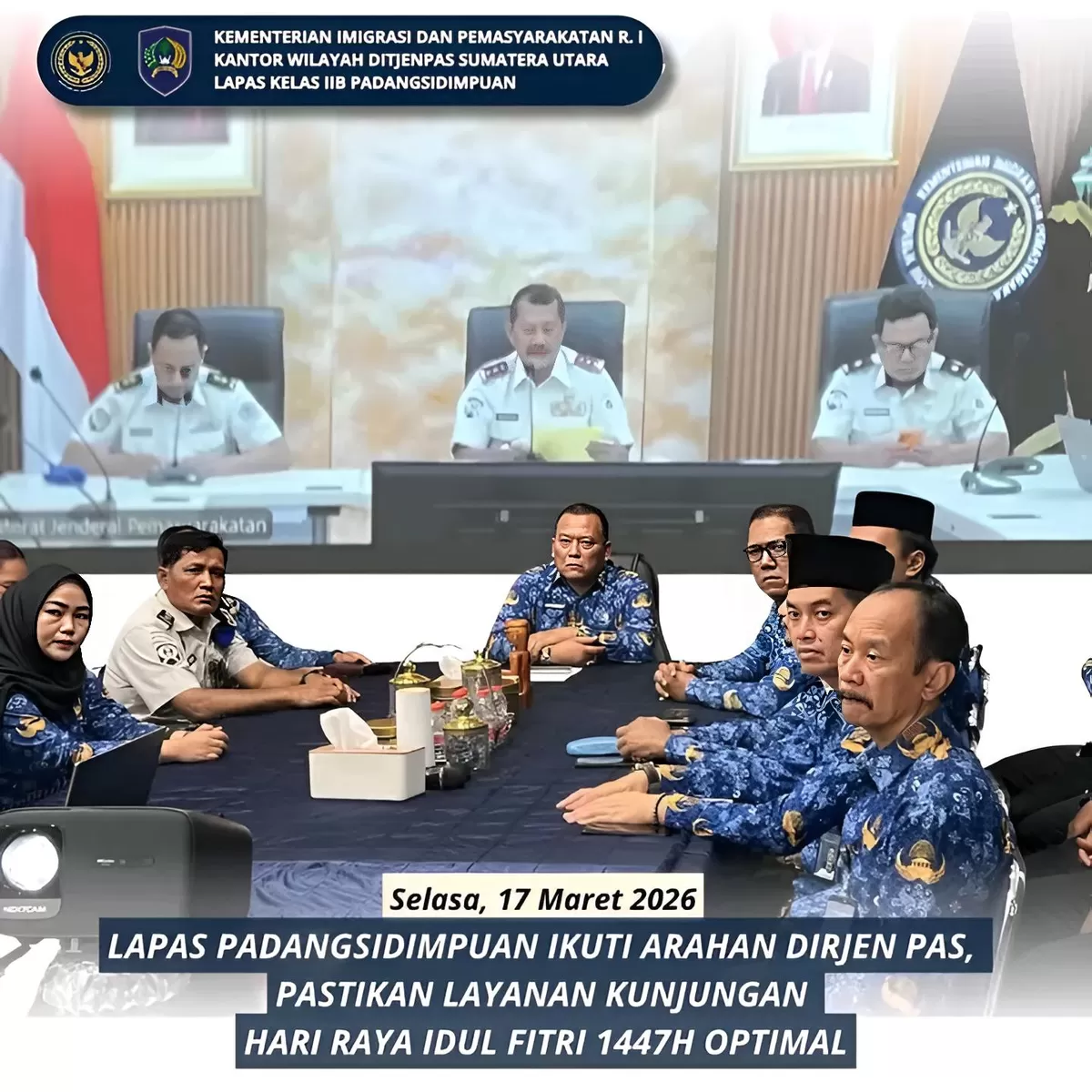 Kalapas Padangsidimpuan dan Jajaran Saat Mengikuti Pengarahan Dirjenpas