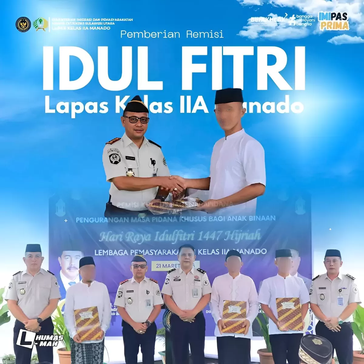 Kalapas Manado dan Jajaran Bersama Warga Binaan Penerima Remisi