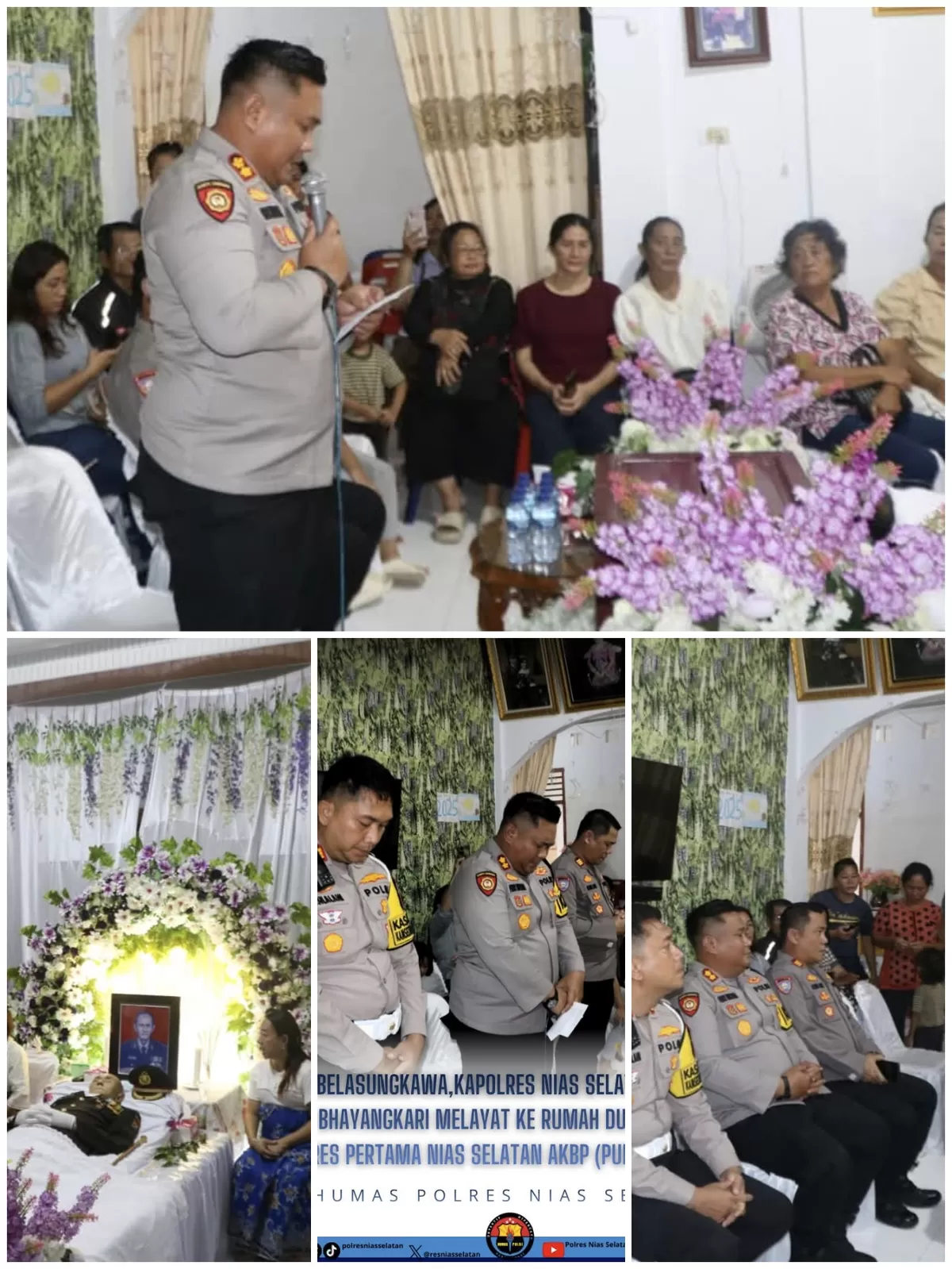 Kapolres Nias Selatan bersama PJU dan Wujud kepedulian,Bhayangkari Melayat ke Rumah Duka Almarhum Kapolres Pertama Nias Selatan AKBP (PURN) Elizaro Duha