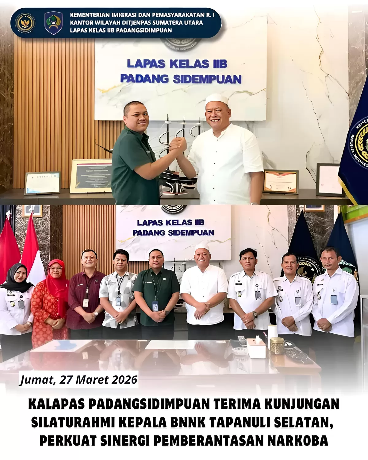 Kalapas Padangsidimpuan Bersama Kepala BNNK Tapanuli Selatan