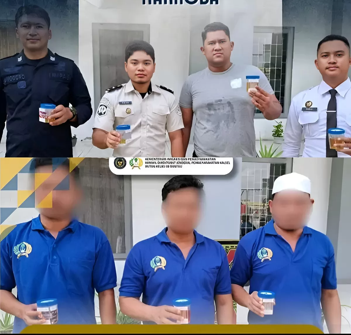 Petugas dan Warga Binaan Rutan Rantau Saat Kegiatan Tes Urine