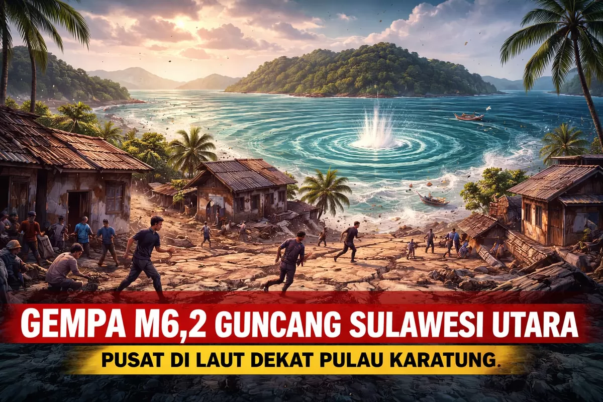 Ilustrasi Gempa Magnitudo 6,2 Guncang Sulawesi Utara yang Berpusat di Laut Dekat Pulau Karatung (Ai)