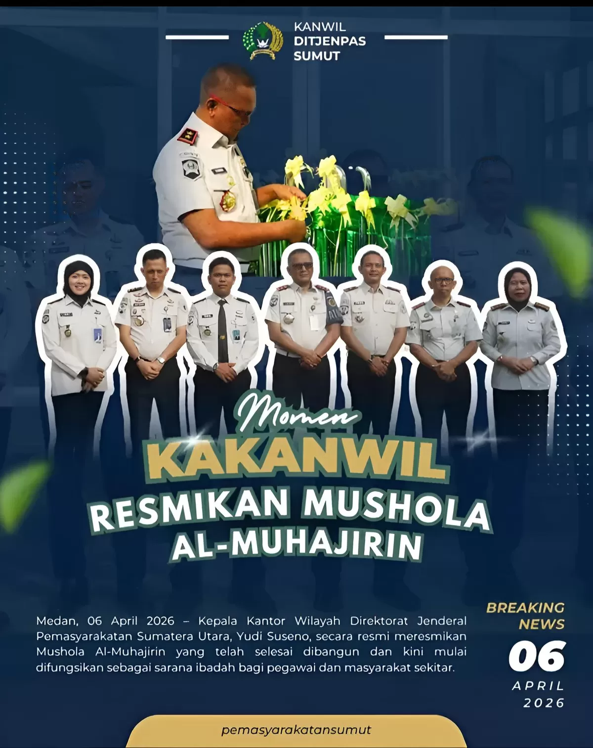 Kakanwil Ditjenpas Sumut Saat Resmikan Mushola Al-Muhajirin