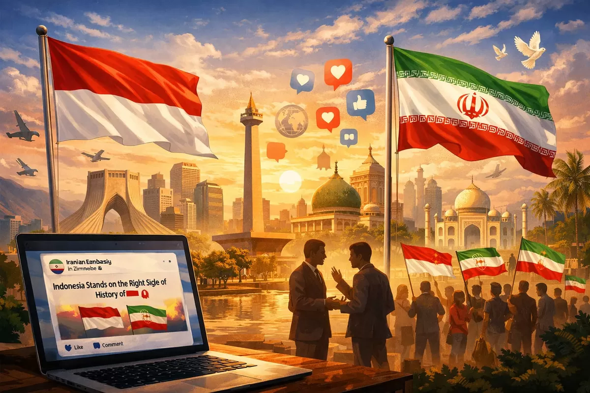 Ilustrasi Sentimen Positif Publik Indonesia Terhadap Iran (Ai)