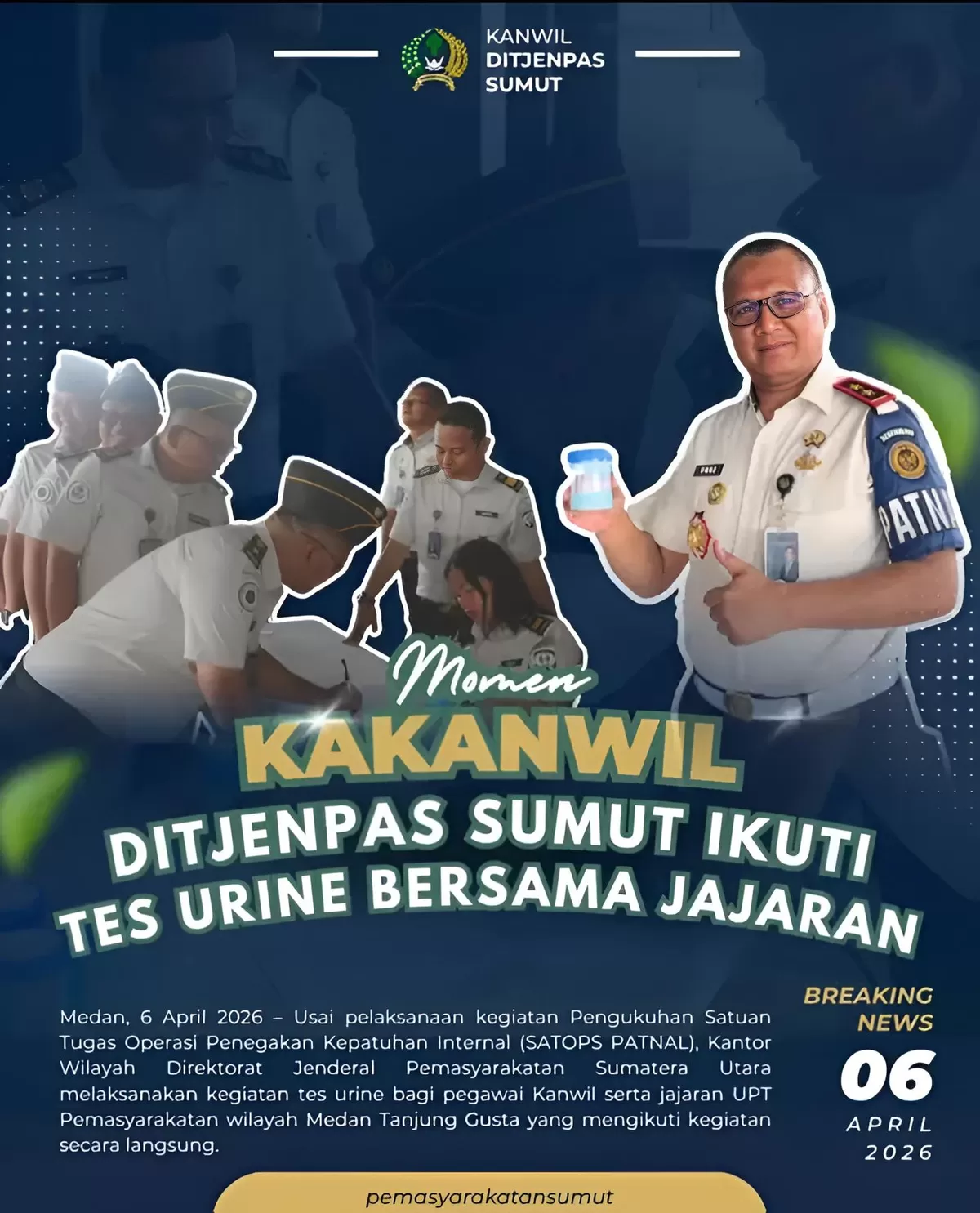Kakanwil Ditjenpas Sumut dan Jajaran Saat Kegiatan Tes Urine
