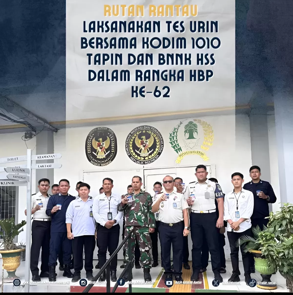 Karutan Rantau dan Jajaran Saat Kegiatan Tes Urin bersama Kodim 1010 Tapin dan BNNK Hulu Sungai Selatan