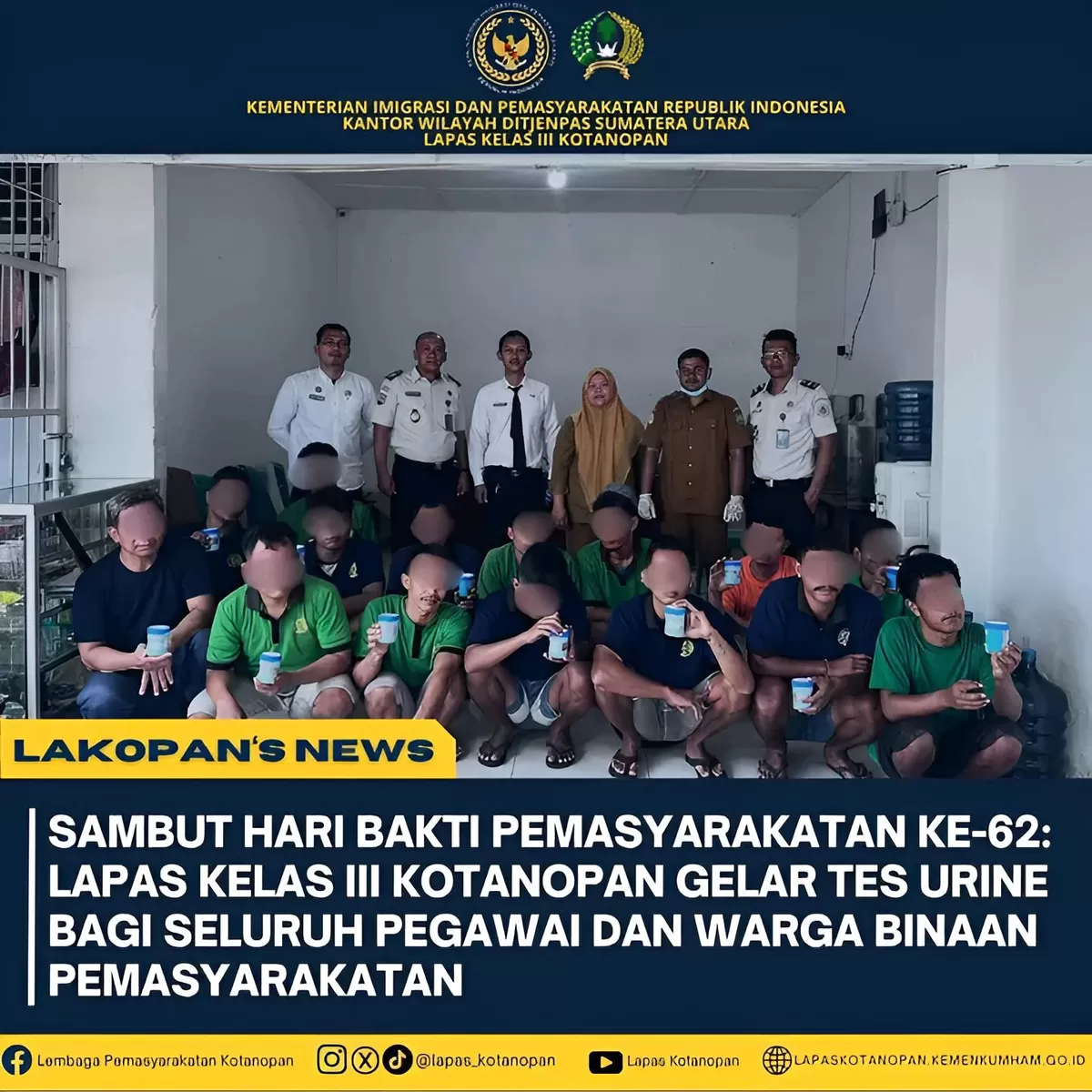 Kalapas Kotanopan Saat Kegiatan Tes Urine Petugas dan Warga Binaan