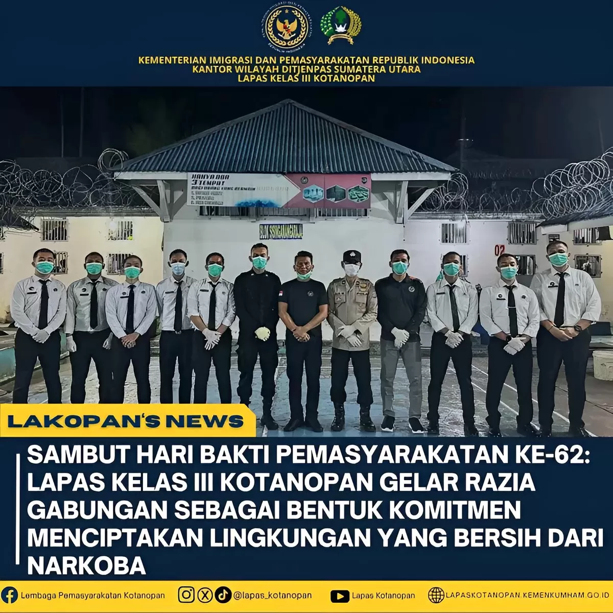 Petugas Lapas Kotanopan Saat Razia Gabungan Bersama APH