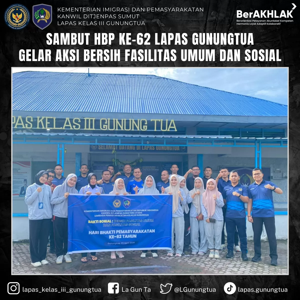Jajaran Petugas Lapas Gunungtua Saat Kegiatan Bakti Sosial