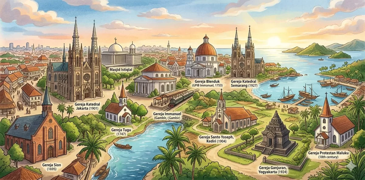 Ilustrasi 9 Gereja Tertua di Indonesia (Ai)