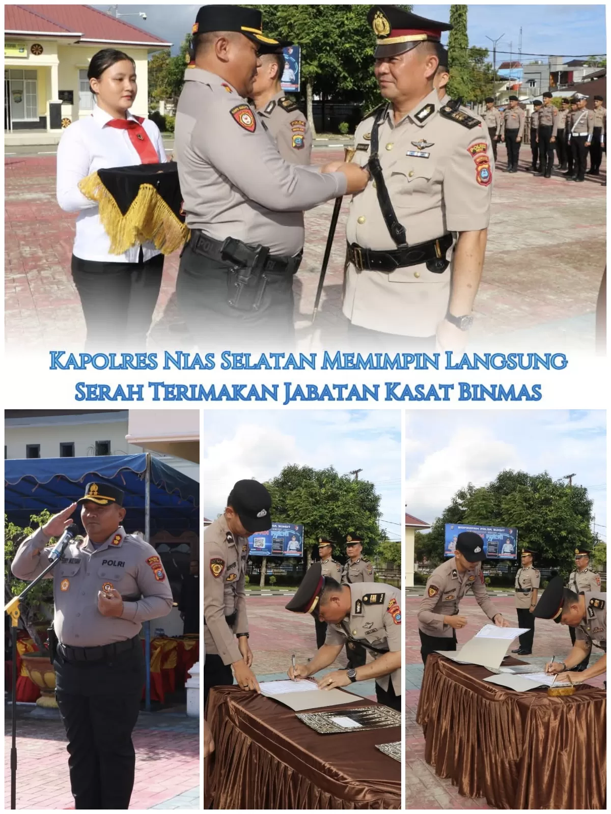 Kapolres Nias Selatan Memimpin Langsung Serah Terimakan Jabatan Kasat Binmas Dan Kabag SDM Polres Nias Selatan
