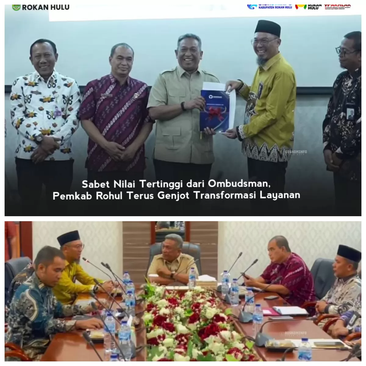 Foto Bupati Rokan Hulu  Anton, S.T., M.M Saat Menerima Penghargaan Nilai Tertinggi Dari Ombudsman, Penilaian Maladministrasi Penyelenggaraan Pelayanan Publik Tahun 2025 (Diskominfo Rohul )