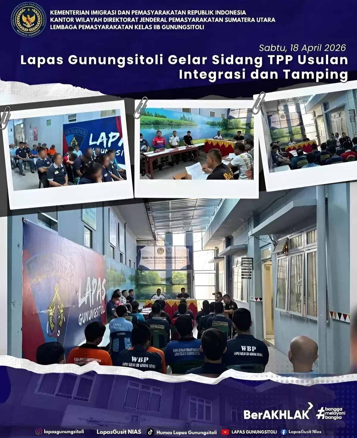 Jajaran Petugas Lapas Gunungsitoli Saat Kegiatan Sidang TPP bagi WBP