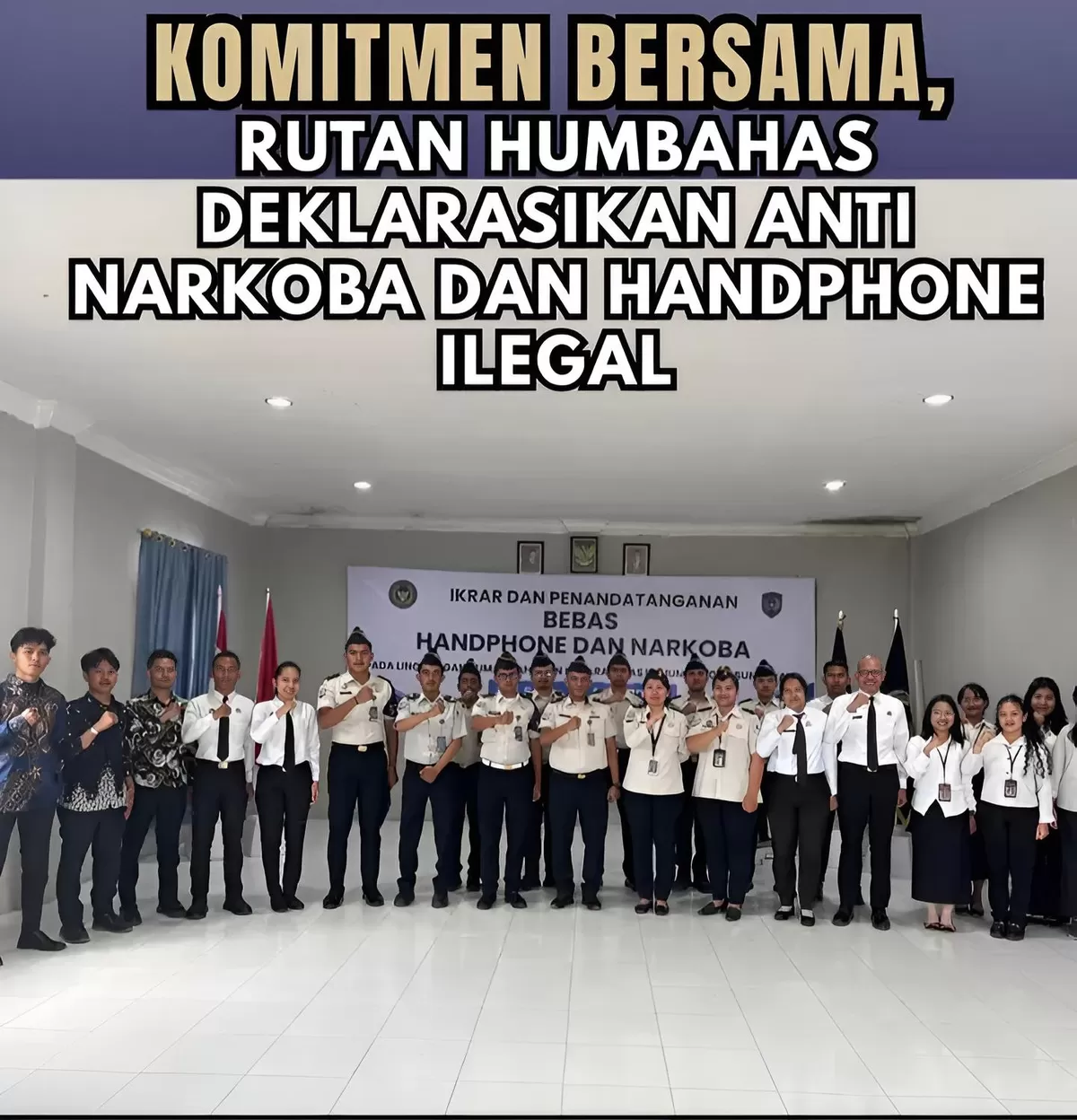 Jajaran Petugas Rutan Humbang Hasundutan Saat Deklarasikan Anti Narkoba dan Handphone Ilegal