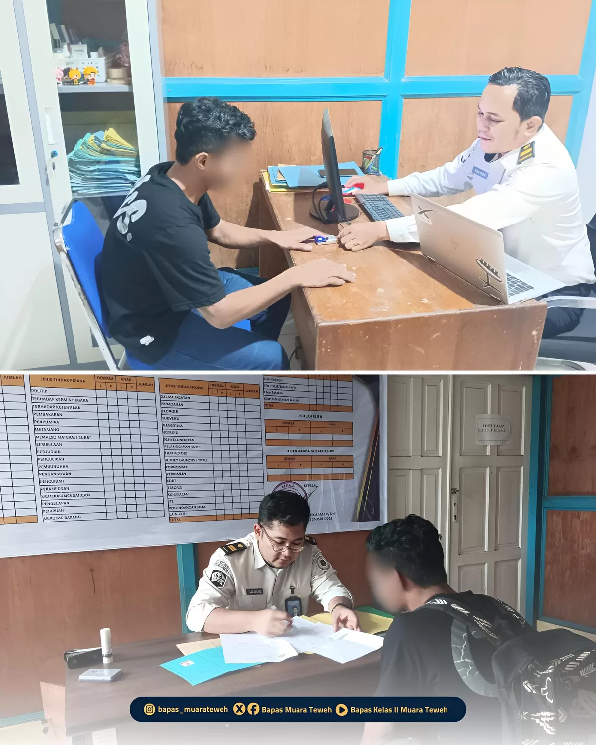 Petugas Bapas Muara Teweh Saat Penerimaan dan Registrasi Klien
