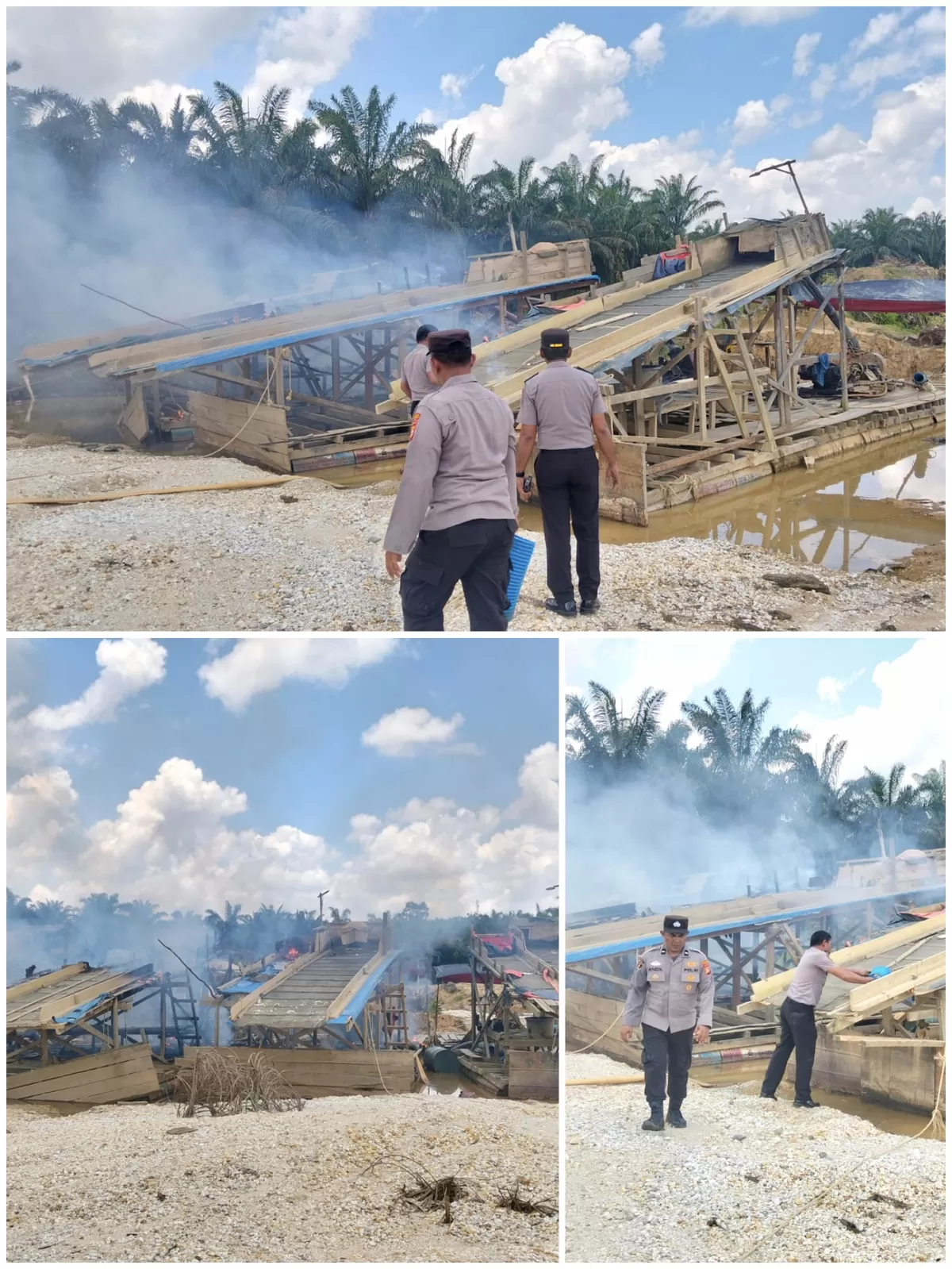 Foto  Enam Rakit tambang peti saat barang bukti di musnahkan oleh pihak kepolisian karena tidak memiliki izin . 