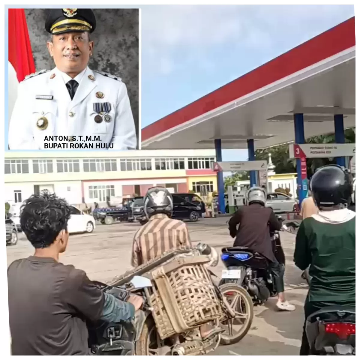 Foto Antrean Masyarakat Isi BBM Di SPBU, Bupati Rokan Hulu Anton Pastikan Stok Aman dan Distribusi Tetap Lancar  (NAWACITAPOST.COM)