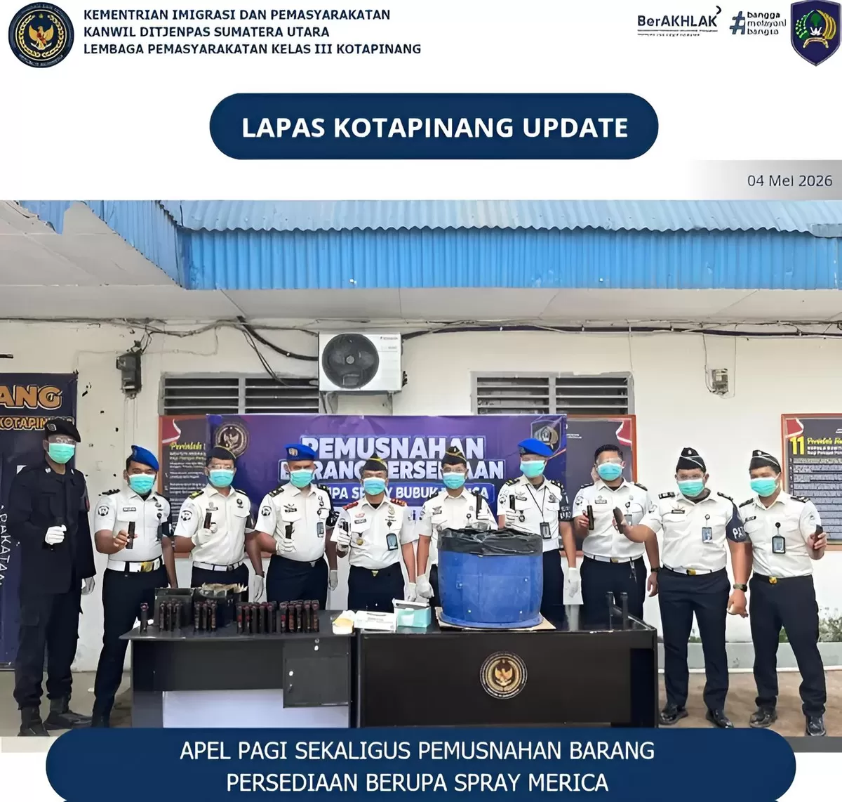 Kalapas Kotapinang dan Jajaran Saat Kegiatan Pemusnahan Spray Merica