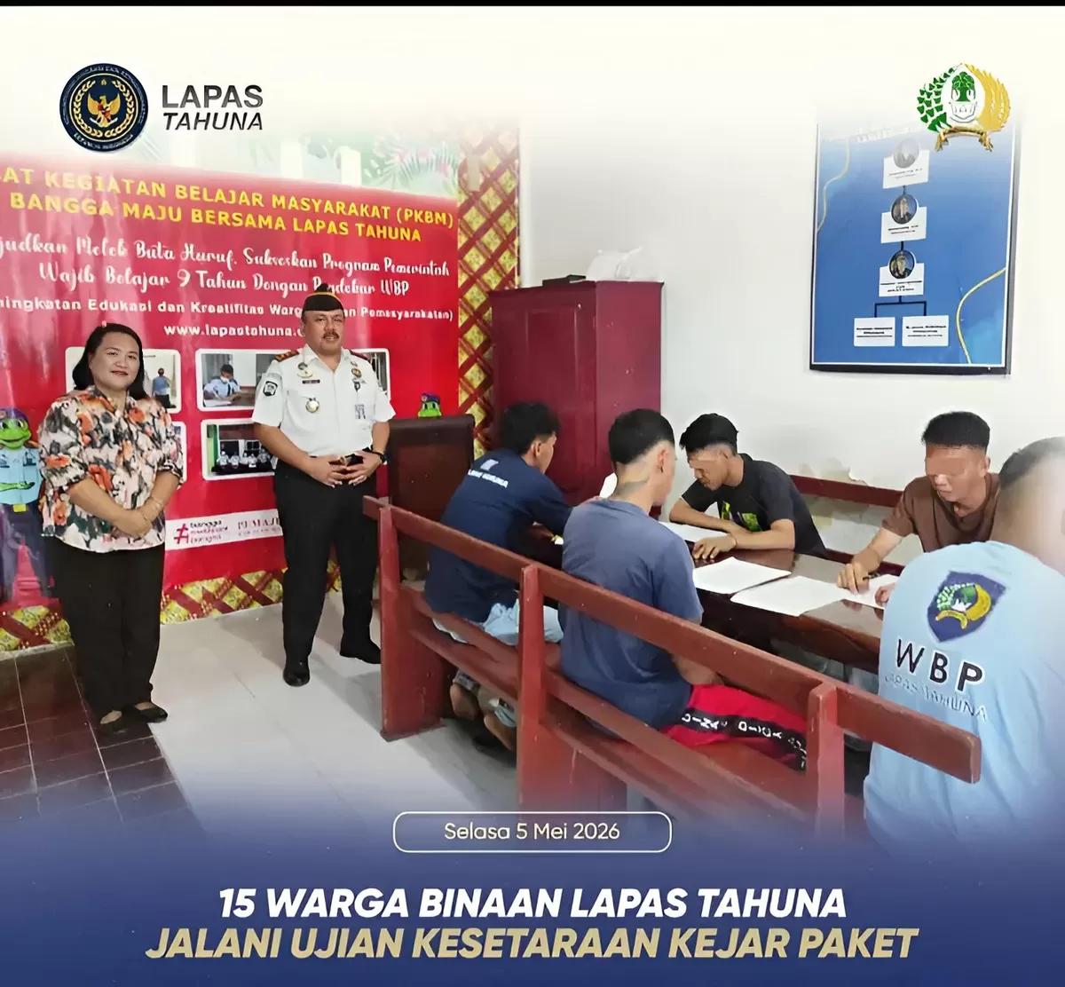 Kalapas Tahuna Saat Tinjau Ujian Kesetaraan Kejar Paket A, B dan C
