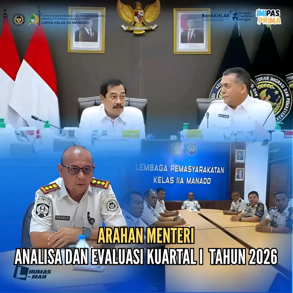 Kalapas Manado Saat Mengikuti Kegiatan Anev Kinerja Triwulan I Tahun 2026