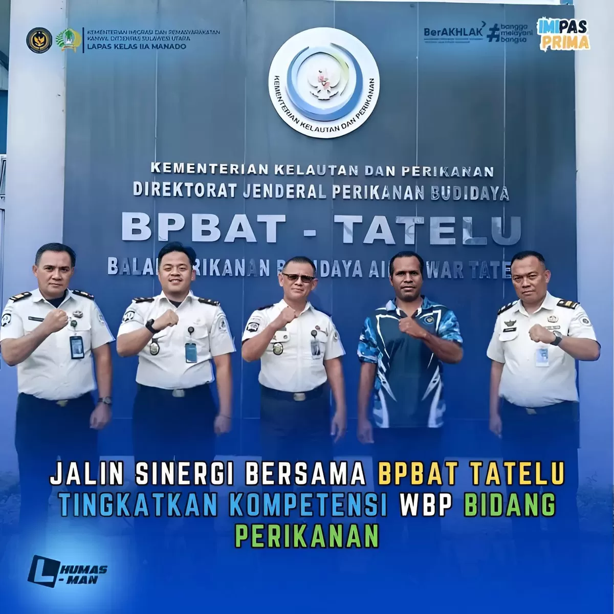 Pihak Lapas Manado Saat Jalin Sinergi dengan Balai Perikanan Budidaya Ikan Air Tawar Manado