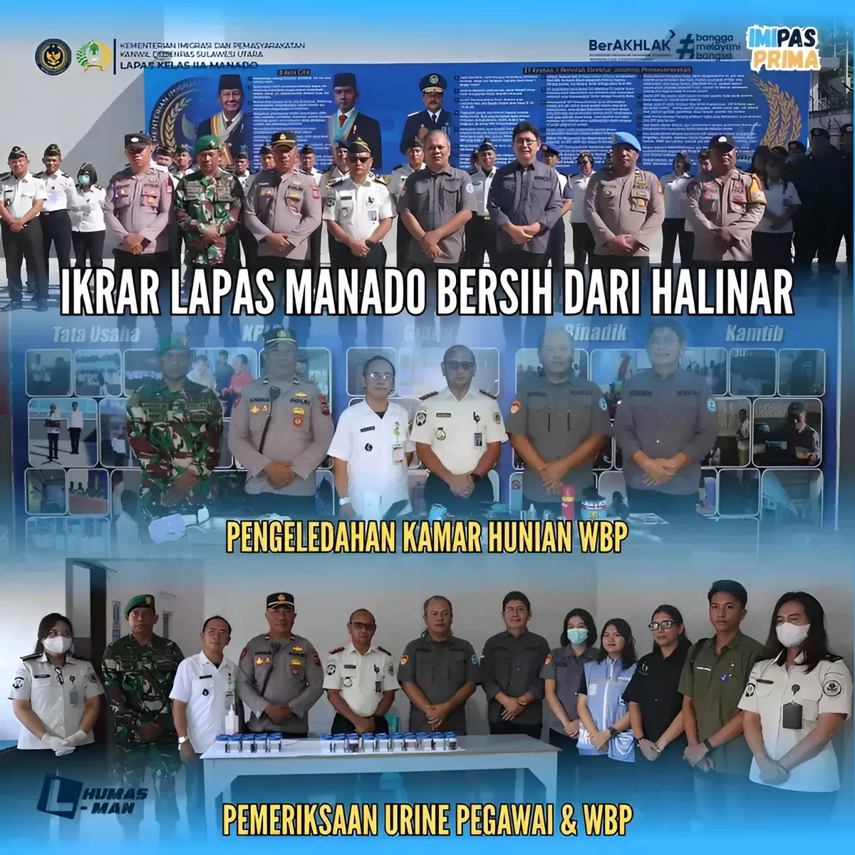 Kalapas Manado dan Jajaran Saat Ikrar Pemasayarakatan Bebas dari Halinar
