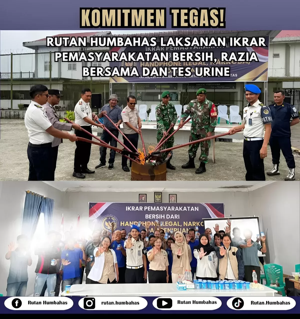 Karutan Humbang Hasundutan dan Jajaran Saat Ikrar Pemasayarakatan Bersih, Razia Bersama dan Tes Urine