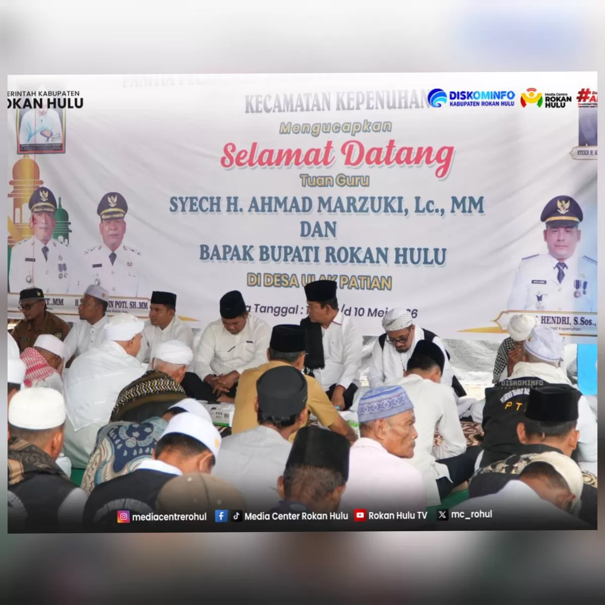 Foto Bersama Penutupan Suluk di Desa Ulak Patian, Wabup Syafaruddin Poti Tegaskan Komitmen Pertahankan Marwah Negeri Seribu Suluk. (Diskominfo Rohul )