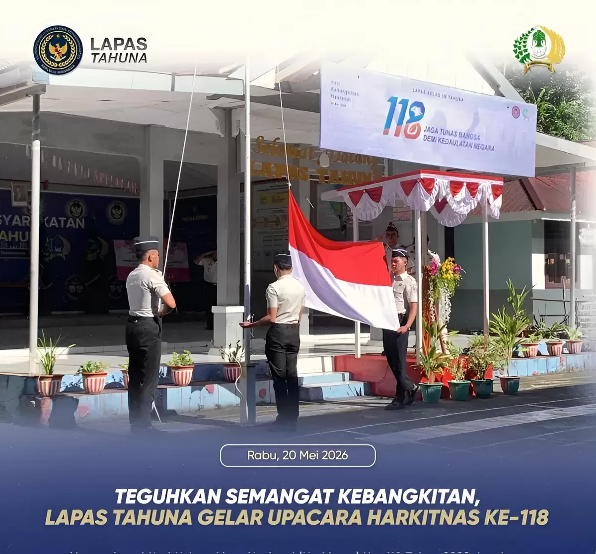 Jajaran Pegawai Lapas Tahuna Saat Upacara Peringatan Harkitnas