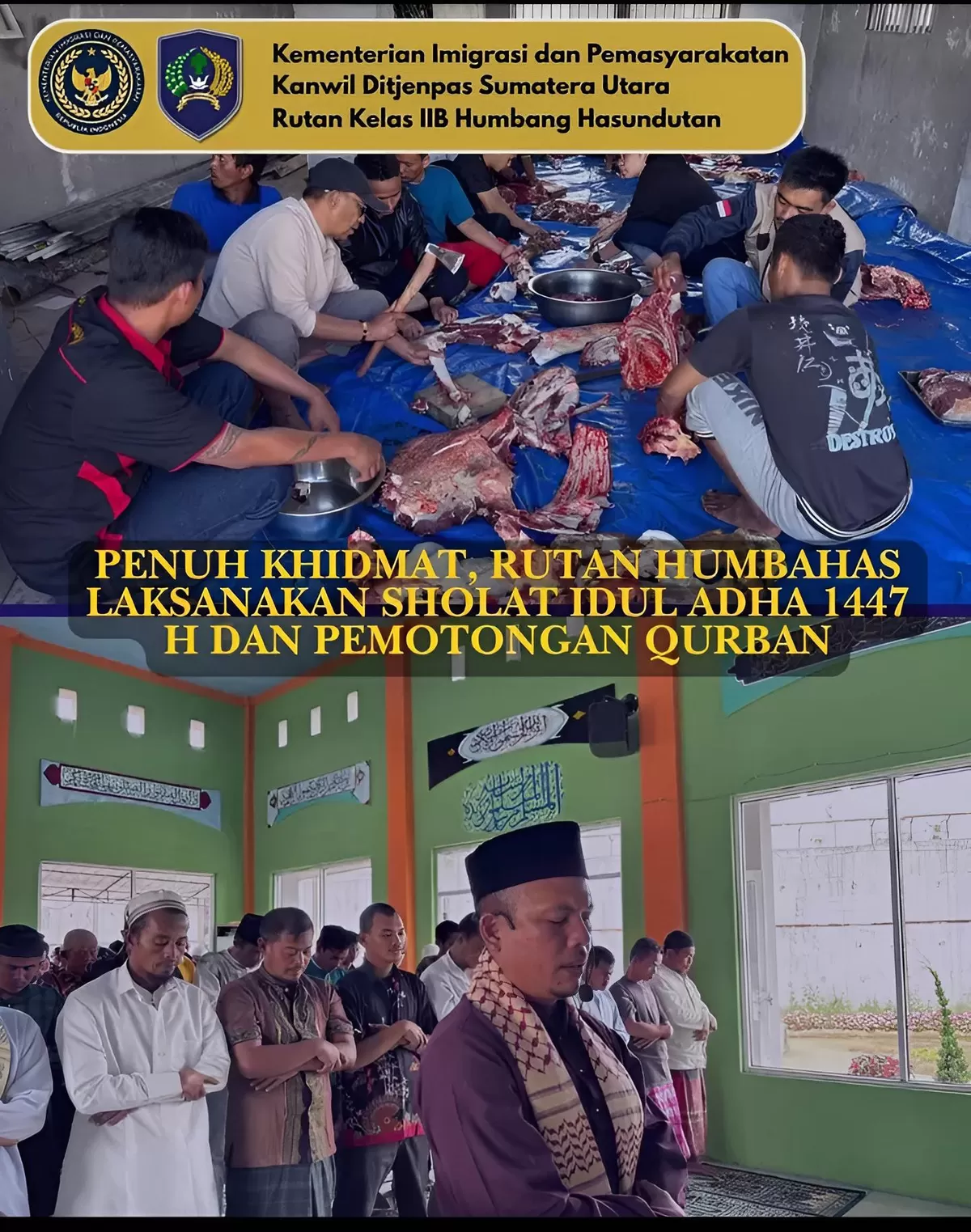 Petugas dan Warga Binaan Rutan Humbang Hasundutan Saat Kegiatan Idul Adha