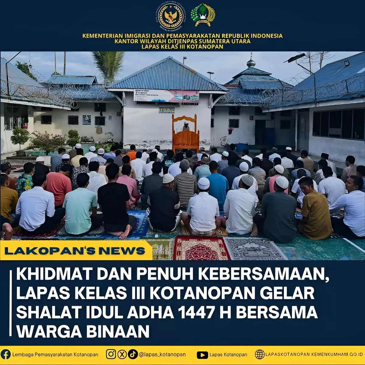 Petugas dan Warga Binaan Lapas Kotanopan Saat Shalat Idul Adha