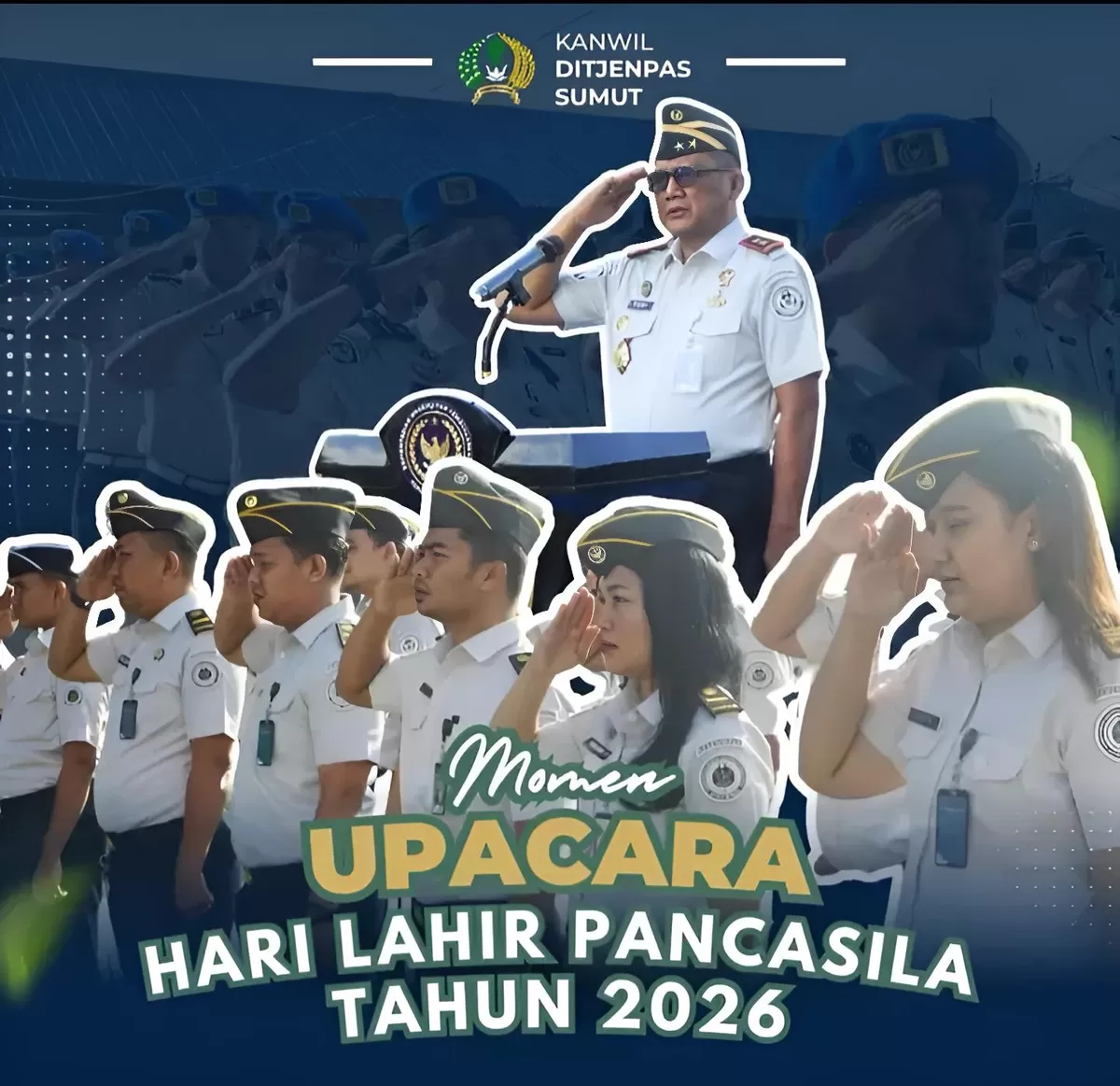 Kakanwil Ditjenpas Sumut dan Jajaran Saat Upacara Peringatan Hari Lahir Pancasila